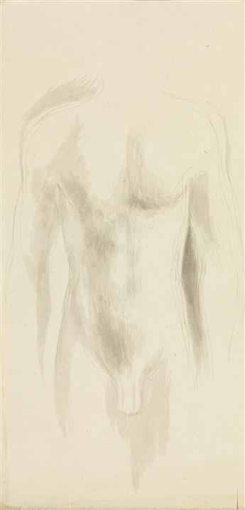 JARED FRENCH Group of 4 drawings of male nudes.